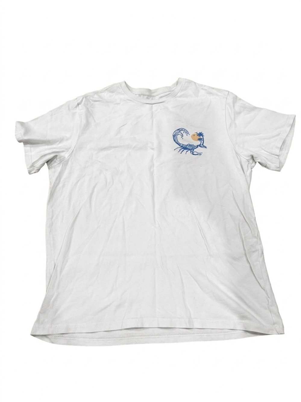 Wrangler Mens Large T Shirt White Graphic Scorpion Wave Beach Comfort Zone Sz L